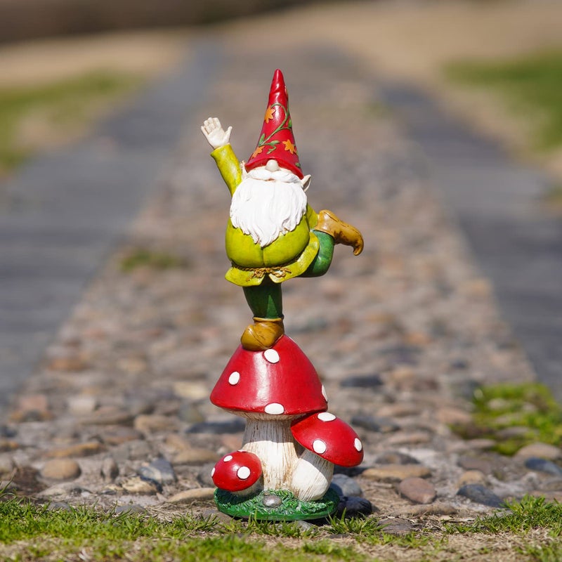 Topadorn Vegetable Garden Gnome Standing on Mushroom, Outdoor Decor for Yard & Patio, Funny Christmas & Holiday Statue Gift - Image 4